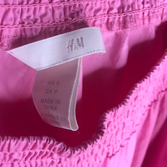 H&M Pink Poplin Puff Sleeve Blouse Size Small - Picture 4 of 12